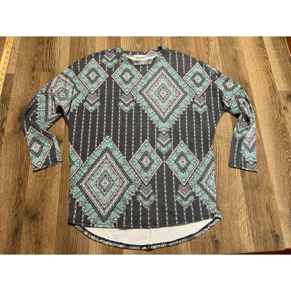 Avery Shirt, Women's Size Small, Gray, Printed All Over, Long Sleeve